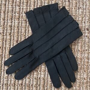 Vintage 1950s Handsewn Japanese Gloves in English Doublewoven Cotton – Size 6